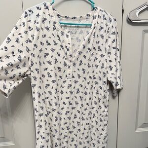 Torrid White Floral Henley Knit Tee